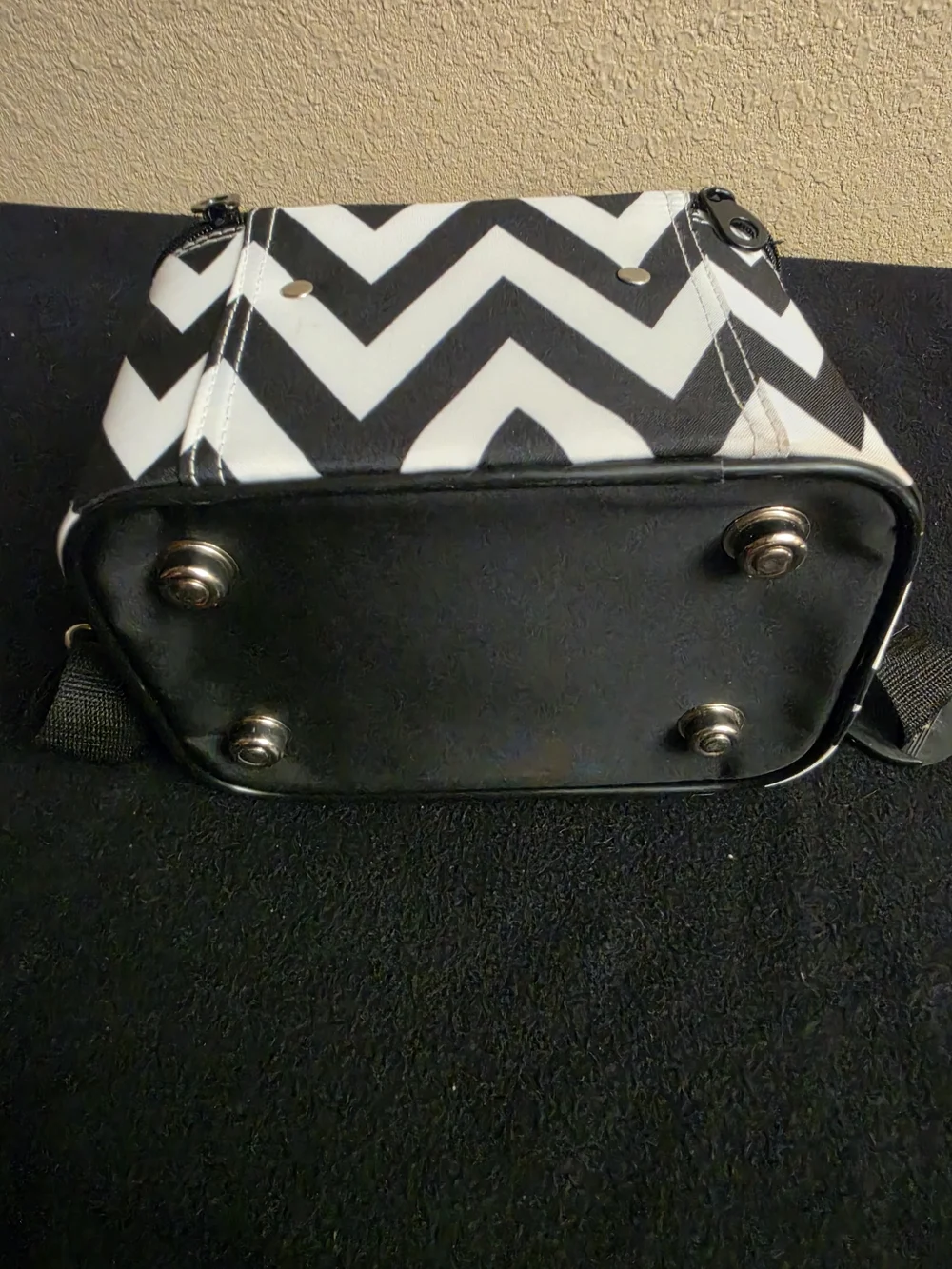 Black and White Chevron Train Case Cosmetic Bag